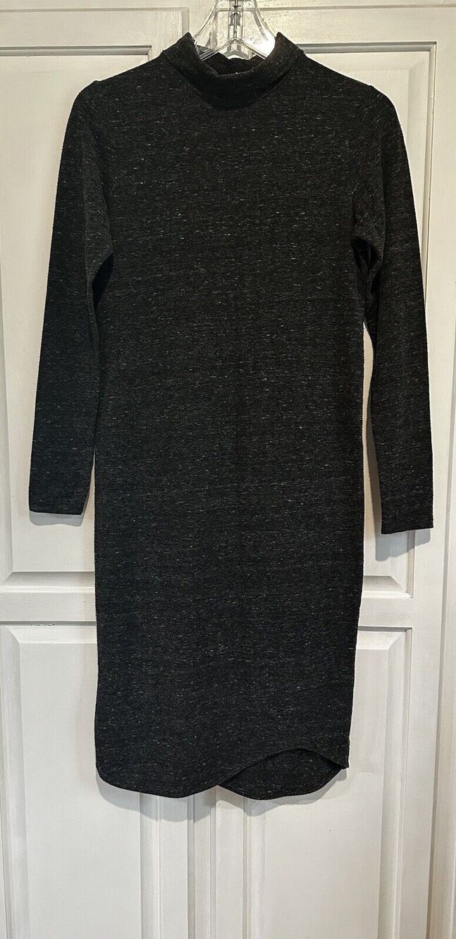 Anthropologie Sundry Midi Dress Size 0 Bodycon Black High Neck Long Sleeve